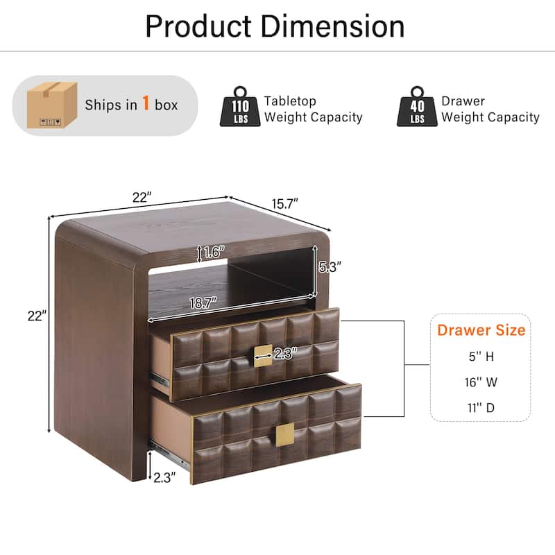 Christopher Knight Home - Walden Modern Wood Nightstand with Storage and Open Shelf