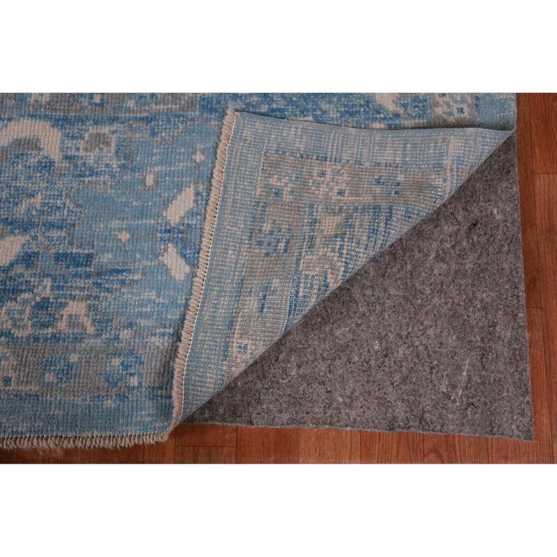 Hand Knotted Oriental 100% Wool Carpet Transitional All-Over Navy Blue & Blues Oushak Area Rug - 12' 9'' X 9' 1''