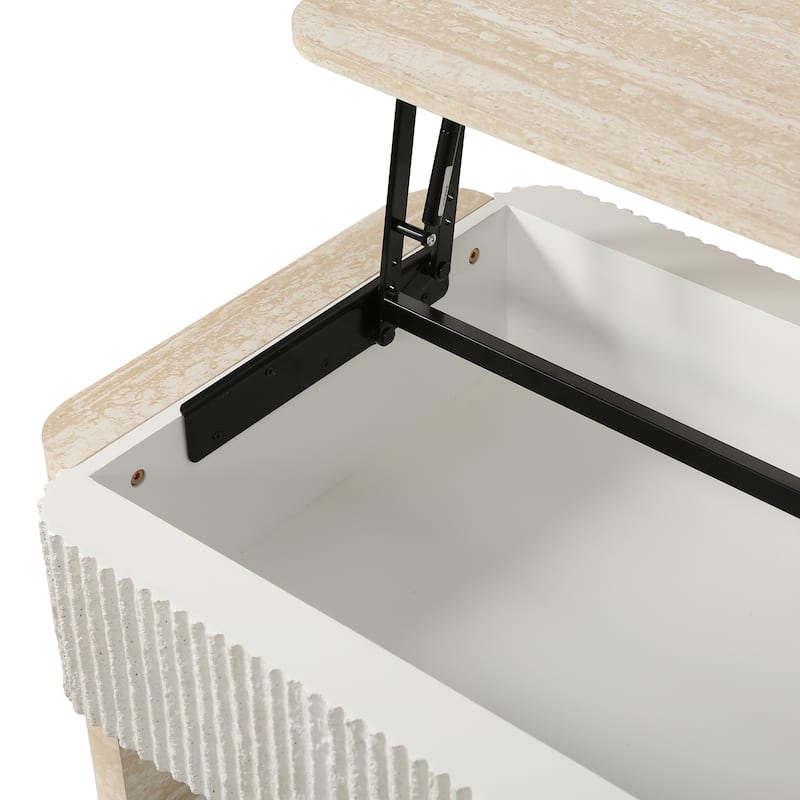 Lift Top Coffee Table, Modern Extendable Wooden Desk with Hidden Storage