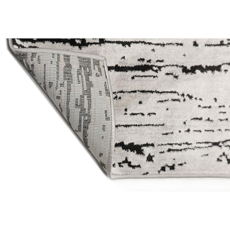 Gray Polypropylene Lisette Modern Oriental Area Rug