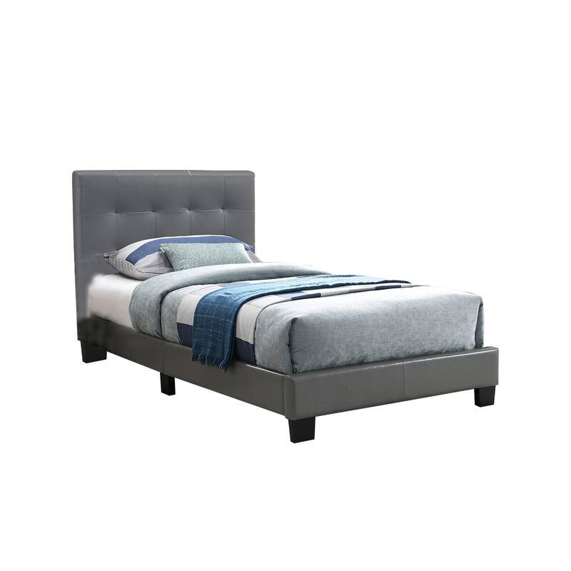 Faux Leather Upholstered Bed with Tufting
