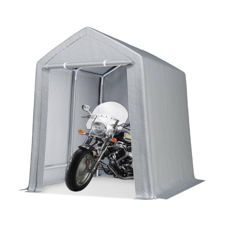 10x10 ft Heavy-Duty Outdoor Storage Shelter Portable Garage Tent with Steel Frame and Waterproof Cover - Grey