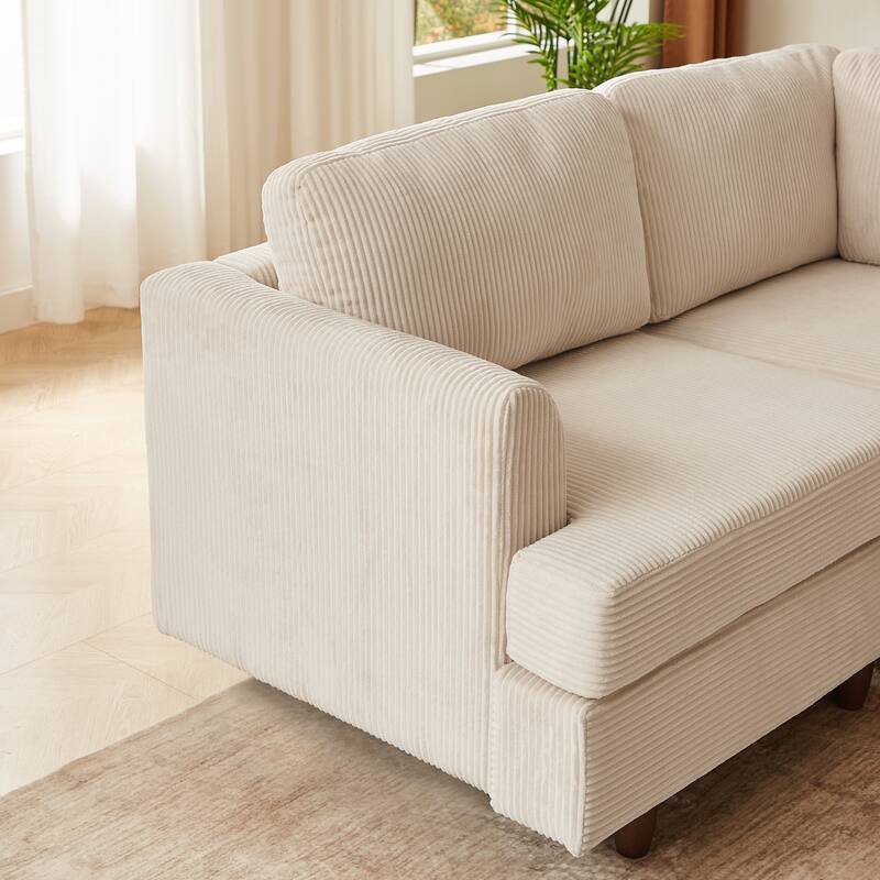 95.6" 6-Seater Modular Corduroy Sectional Sofa with Convertible Sleeper