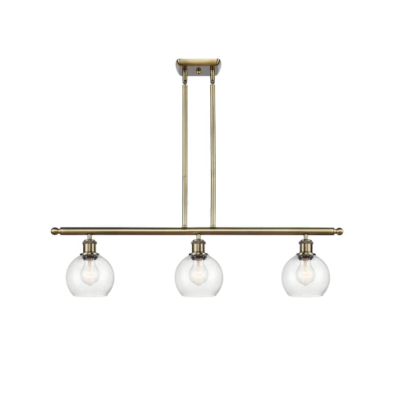 Innovations Lighting Athens 3 Light 36" Island Light - 6" Shade - Antique Brass/Seedy