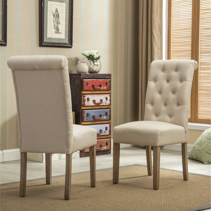 Roundhill Amonia 5-piece Dining Set, Turned-Leg Dining Table with 4 Tufted Chairs