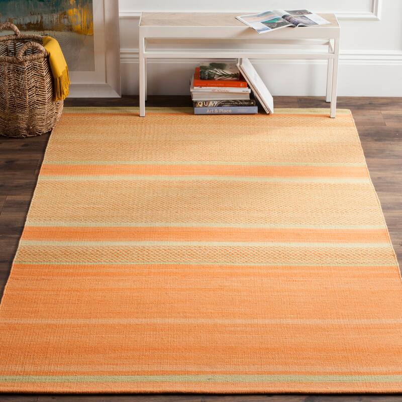 SAFAVIEH Handmade Flatweave Kilim Deva Wool Rug - 8' x 10' - Orange/Lime