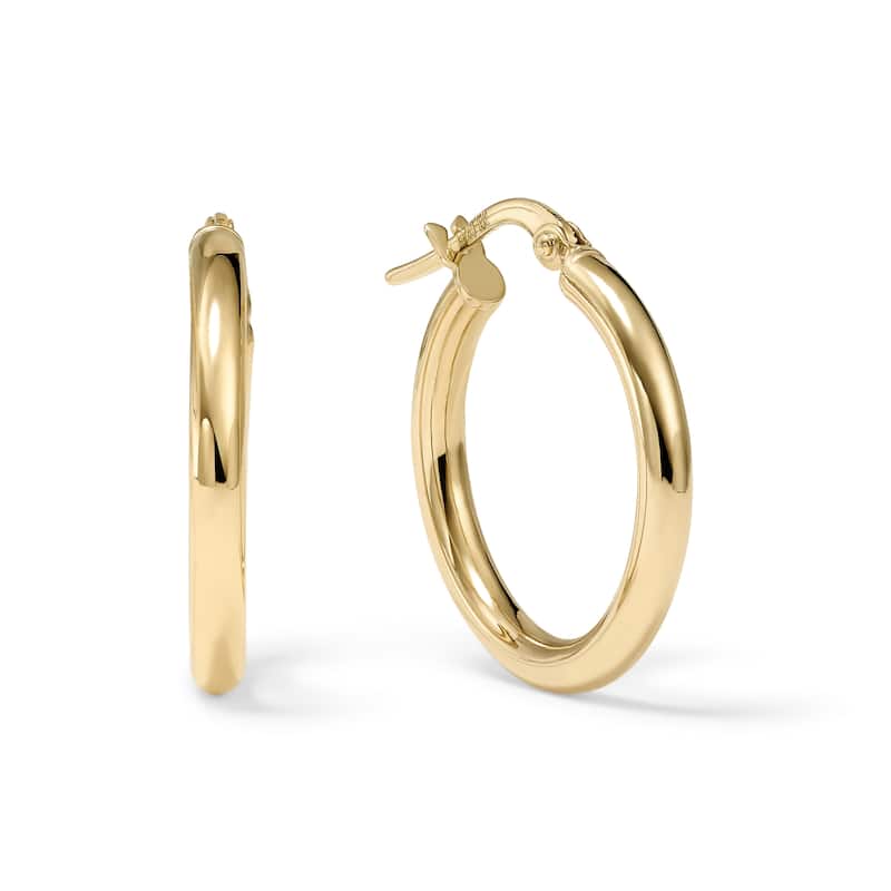 Clover 14k Yellow Gold High-Polish Round Hoop Earrings 2.5mm - 21mm