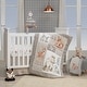 preview thumbnail 1 of 7, Lambs & Ivy Painted Forest Gray/Beige Woodland Animals 4-Piece Nursery Baby Crib Bedding Set