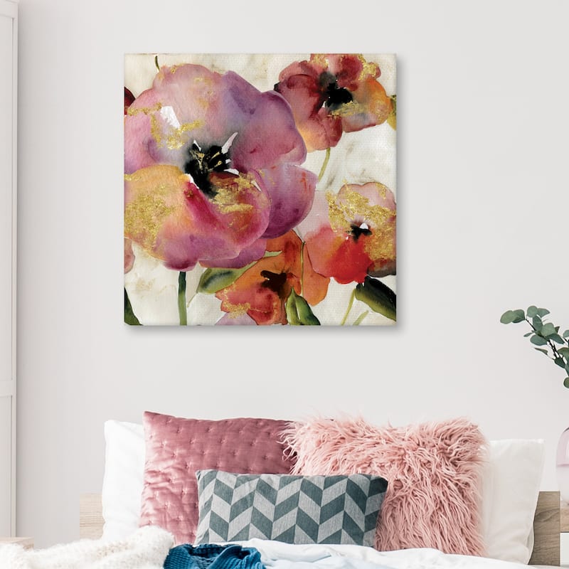 Gold Poppy Punch I Square by Carol Robinson Canvas Art Print