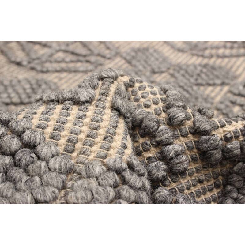 ECARPETGALLERY Braid weave Sienna Dark Grey Wool Rug - 5'3 x 7'3