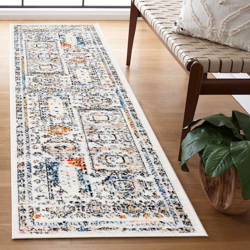 SAFAVIEH Tulum Jacobien Boho Rug - 9' x 12' - Ivory Grey/Blue Rust