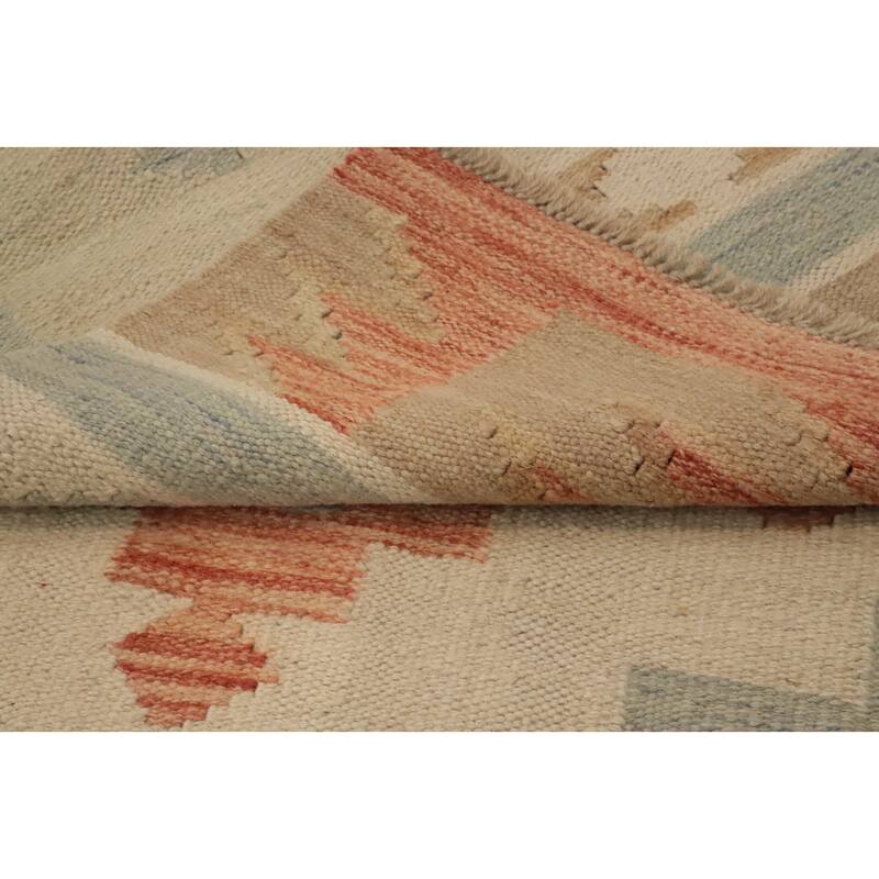 Hand Woven Oriental 100% Wool Carpet Southwestern Tribal Multi-Colored Kilim Runner Rug - 11' 9'' X 2' 8''