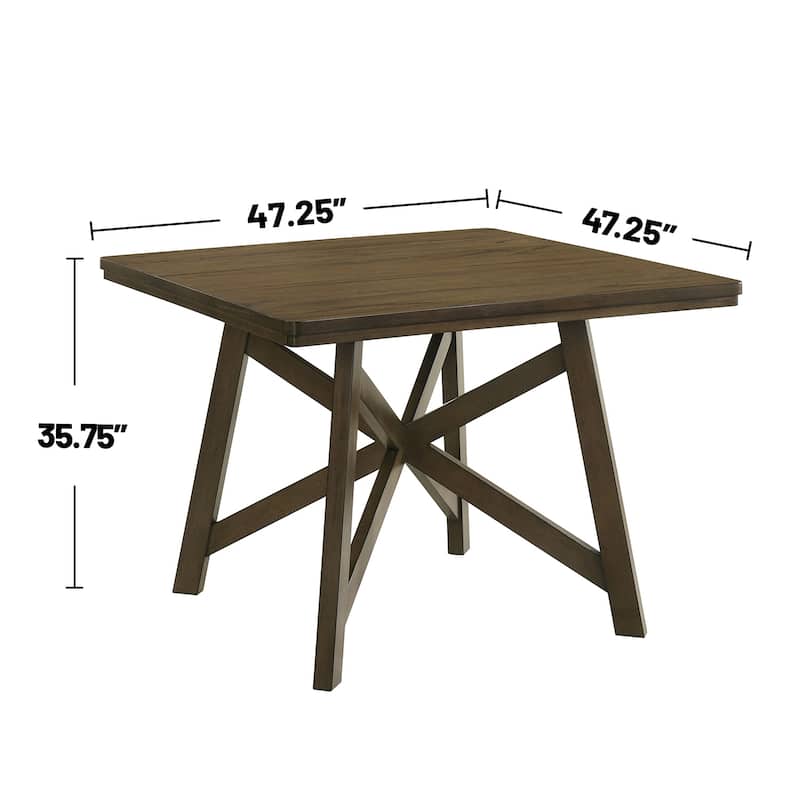 Square Wooden Counter Height Dining Table in Brown