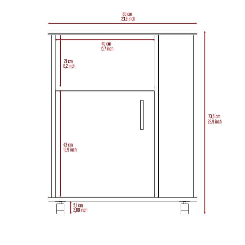 Kit Lower Microwave Cabinet, Single Door, Three Side Shelves