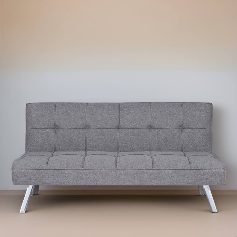 Modern Comfort Futon Sofa Bed - Tufted, Convertible, Linen Fabric, Sleeper Couch for Living Room or Guest Room