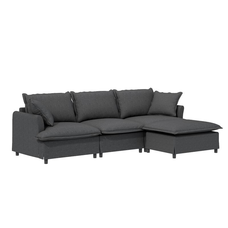 Chenille Modular Sectional Sofa, L Shaped Sectional Cloud Couch Set