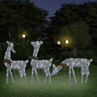 vidaXL Christmas Decoration Reindeer Family Christmas Lighting with LEDs Mesh