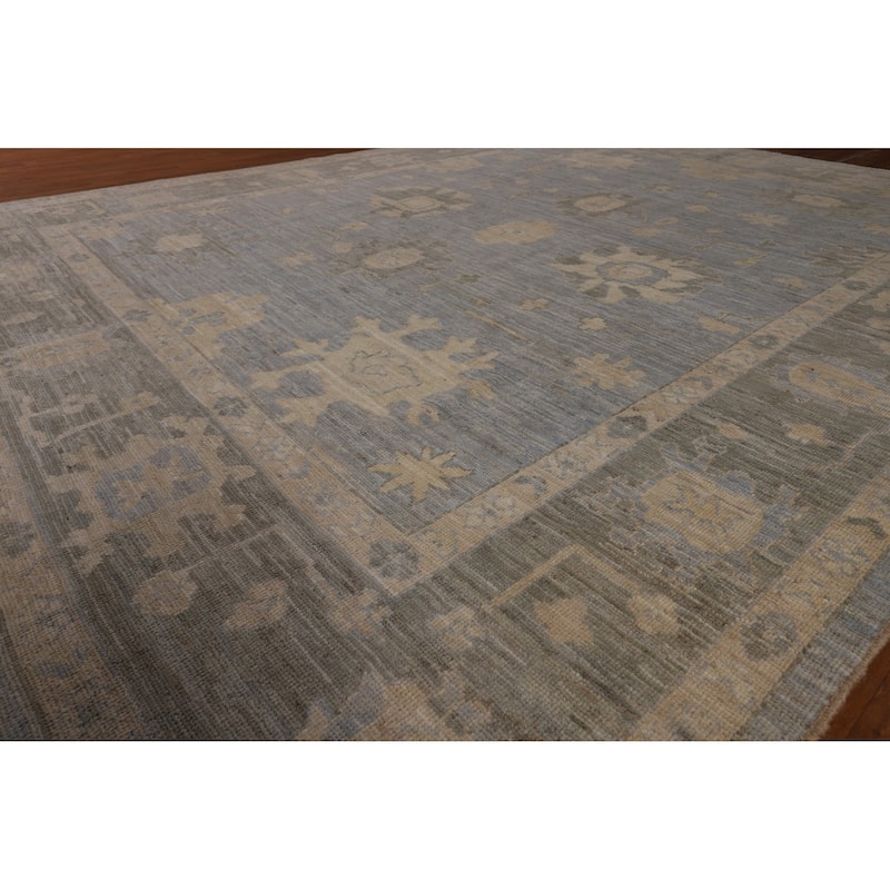 Blues Oushak Turkish Area Rug Handmade Wool Carpet - 8'0"x 9'10"