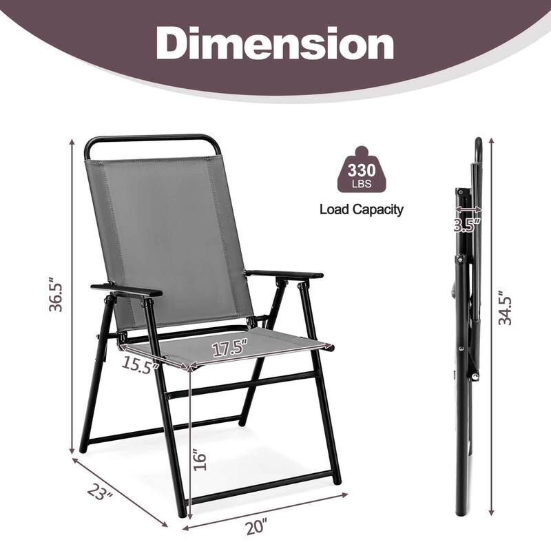 Costway 2pcs Patio Folding Chairs Dining Armrest Backrest Outdoor - See Details
