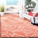 SAFAVIEH Courtyard Lorrayne Floral Geo Indoor/ Outdoor Area Rug - 4' x 5'7" - Rust/Sand