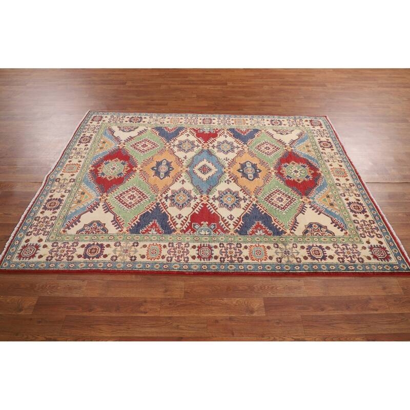 Multi-Color Kazak Oriental Area Rug Handmade Wool Carpet - 4'11" x 6'7"