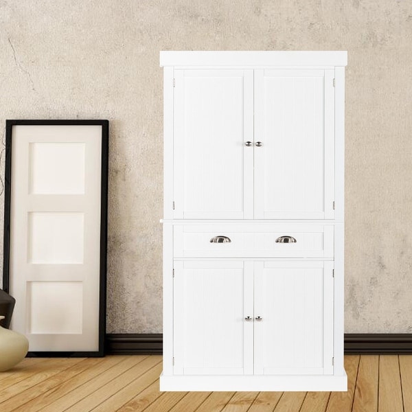 72" Double Door 5tier Wardrobe Storage White Bed Bath