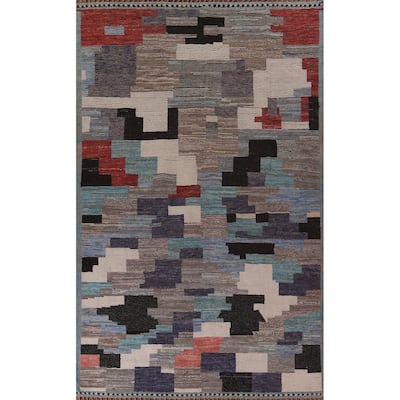 All-Over Moroccan Abstract Area Rug Hand-Knotted Wool Carpet - 8'0"x 13'1"
