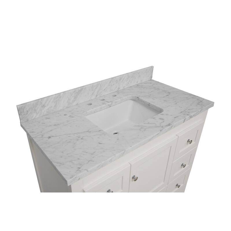 KitchenBathCollection Abbey 42" Bathroom Vanity with Carrara Marble Top