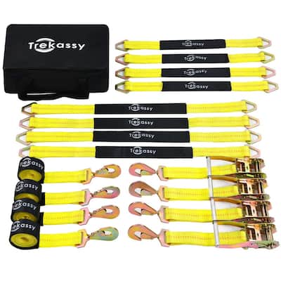 Car Tie Down Straps for Trailers with Snap Hooks, 2" x 96" Ratchet Car Straps, Axle Straps