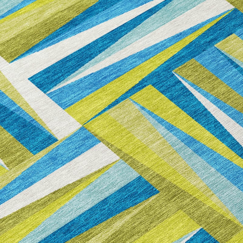 Machine Washable Indoor/ Outdoor Contemporary Mosaic Chantille Rug