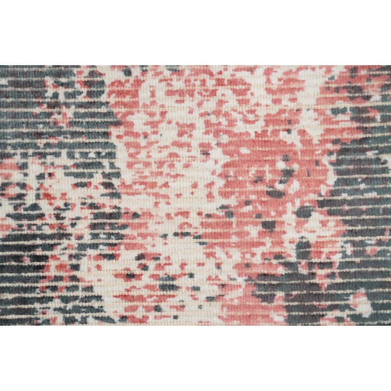 Hand Knotted Oriental Viscose Silk Carpet Modern Abstract Multi-Colored Abstract Area Rug - 4' 0'' X 2' 0''