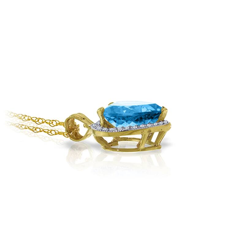 6.44 Carat 14K Solid Gold Elizabeth Blue Topaz Diamond Necklace