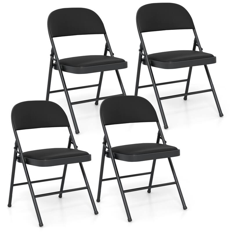 Gymax 6PCS Folding Chairs w/ Metal Frame PVC Leather Stackable Chairs