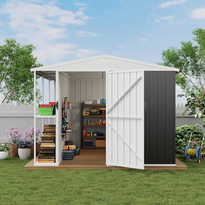Outdoor Metal Storage Shed, 8' x 10' Weatherproof Garden Tool Shed with Lockable Doors