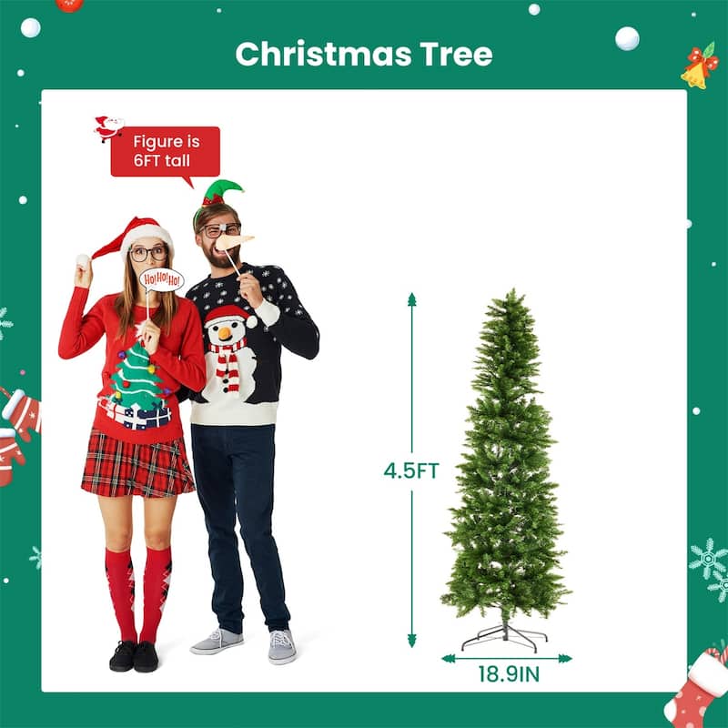 4.5/6/7.5/9 FT Pre-Lit Frosted Pine Artificial Christmas Tree with LED Lights - N/A