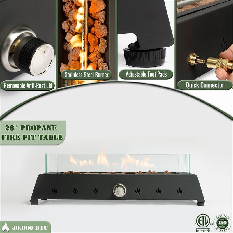 Anmytek Propane Fire Pit Table 40K BTU Outdoor Patio Heater Deck Backyard Black Steel