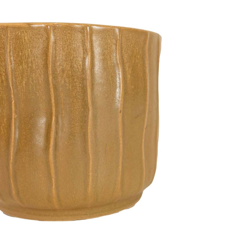 Foreside Home & Garden Wavy Ribbed Planter Brown Stoneware - 5.5 x 5.5 x 5.25"