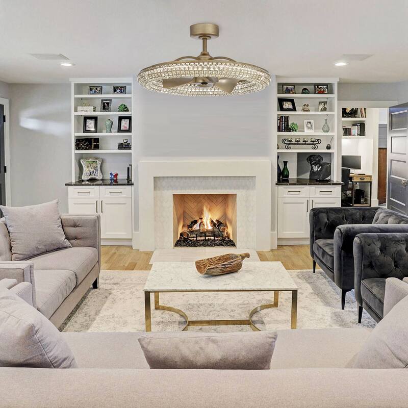 33-inch Modern Crystal Ceiling Fan with Lighting and Remote Control