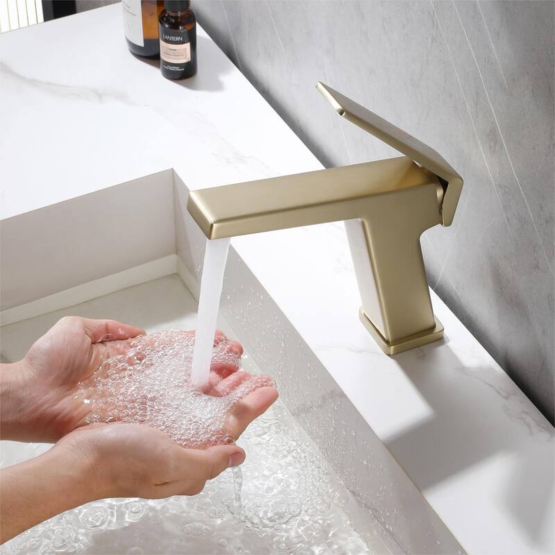 Single Handle Bathroom Sink Faucet 1-Hole Solid Brass in Black/Gold