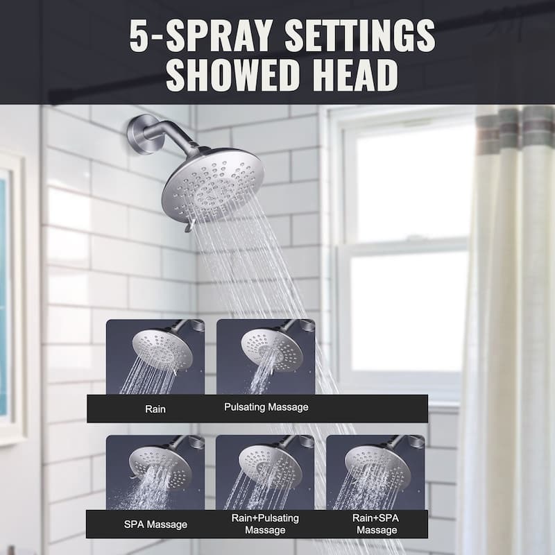 WOWOW Single Handle 5-Spray Shower Faucet with Valve