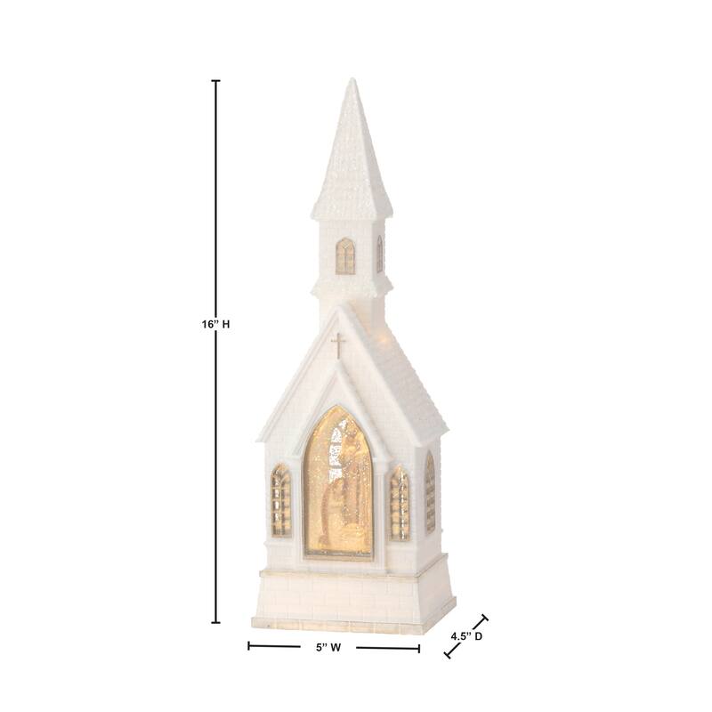 16"Led Church Holy Family Water Globe