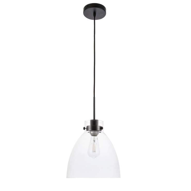 Ingrid 11-Inch Clear 1-Light Pendant - Black