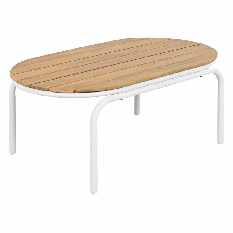 3-Piece Poolside Lounge Chairs Set - Outdoor Chaise Lounges with Acacia Side Table
