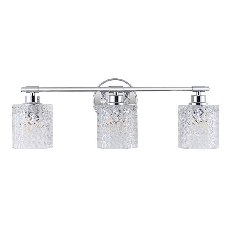 Manhattan Vintage Iron/Chevron Pattern Glass Farmhouse Cottage LED Vanity Light, by JONATHAN Y