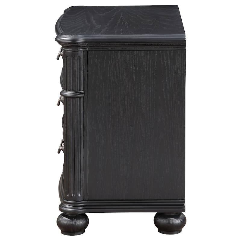 Black 3 Drawer 16.5 in. W Nightstand with Sturdy Hardware and Ample Storage