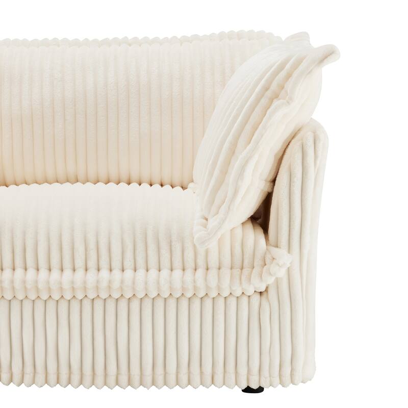 156.6" Corduroy U-Shape 4-Seater Sectional Sofa with Removable Slipcover, Deep Seat Design and French Edge Detailing