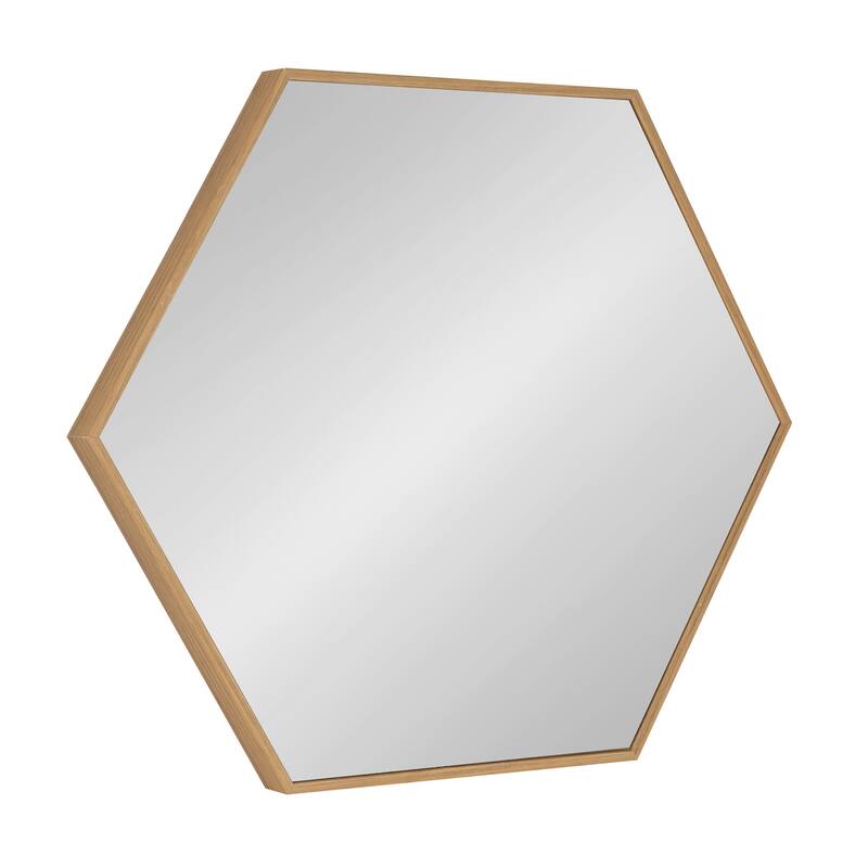 Kate and Laurel Rhodes Framed Mid-century Hexagonal Wall Mirror - 22x25 - Natural