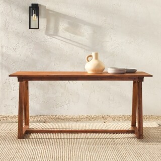 Walker Edison Slat-Top Solid Wood Patio Dining Table - Bed Bath ...