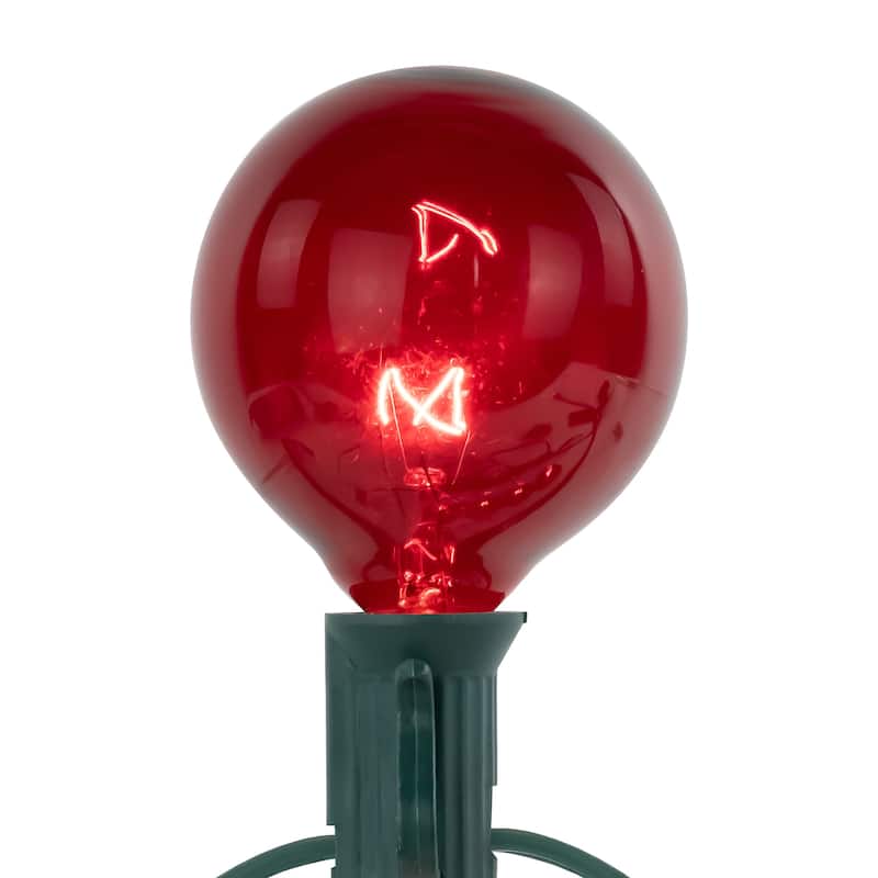 10-Count Red G50 Globe Christmas Patio Lights- 9ft, Green Wire