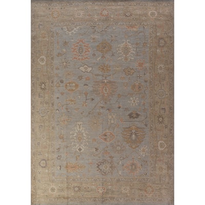 Hand Knotted Oriental 100% Wool Carpet Transitional All-Over Greys & Charcoal Oushak Area Rug - 11' 10'' X 8' 10''
